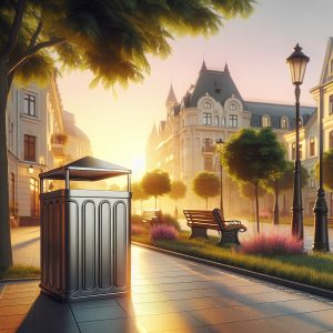Ladă pentru gunoi din metal, rezistent și ușor de instalat în spații publice #mobilierurban #Chisinau #cosstradal #metal #curatenie