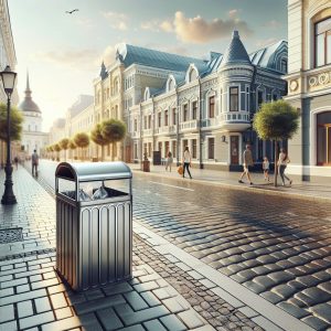 Urnă stradală din metal, rezistent și ușor de instalat în spații publice #Chisinau #metal #cosstradal #mobilierurban #curatenie