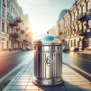 Urnă stradală produs din metal pentru utilizare intensă în spații urbane #cosstradal #mobilierurban #Chisinau #curatenie #metal