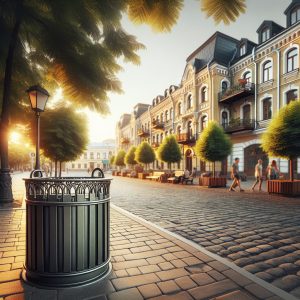 Coș pentru gunoi din fier produs din metal pentru utilizare intensă în spații urbane #curatenie #mobilierurban #Chisinau #metal #cosstradal